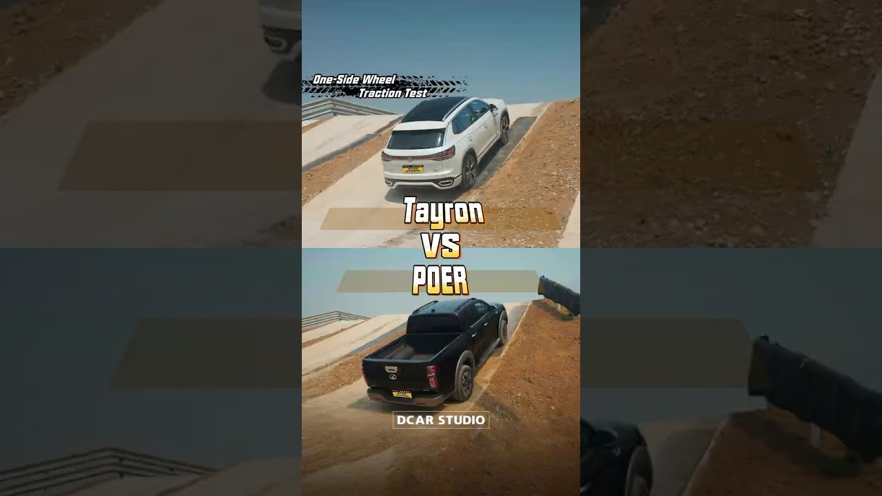 One-Side Wheel Traction Test  VW Tayron VS GWM POER #vw #suv  #offroad