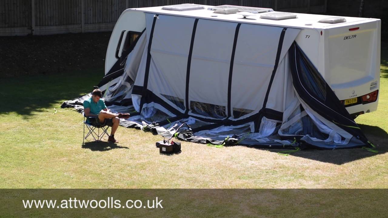 Kampa Frontier Air Pro Awning Pitching & Packing (with Electric Pump) Video (Real Time)