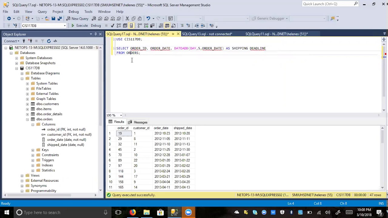 SQL: DATEADD function
