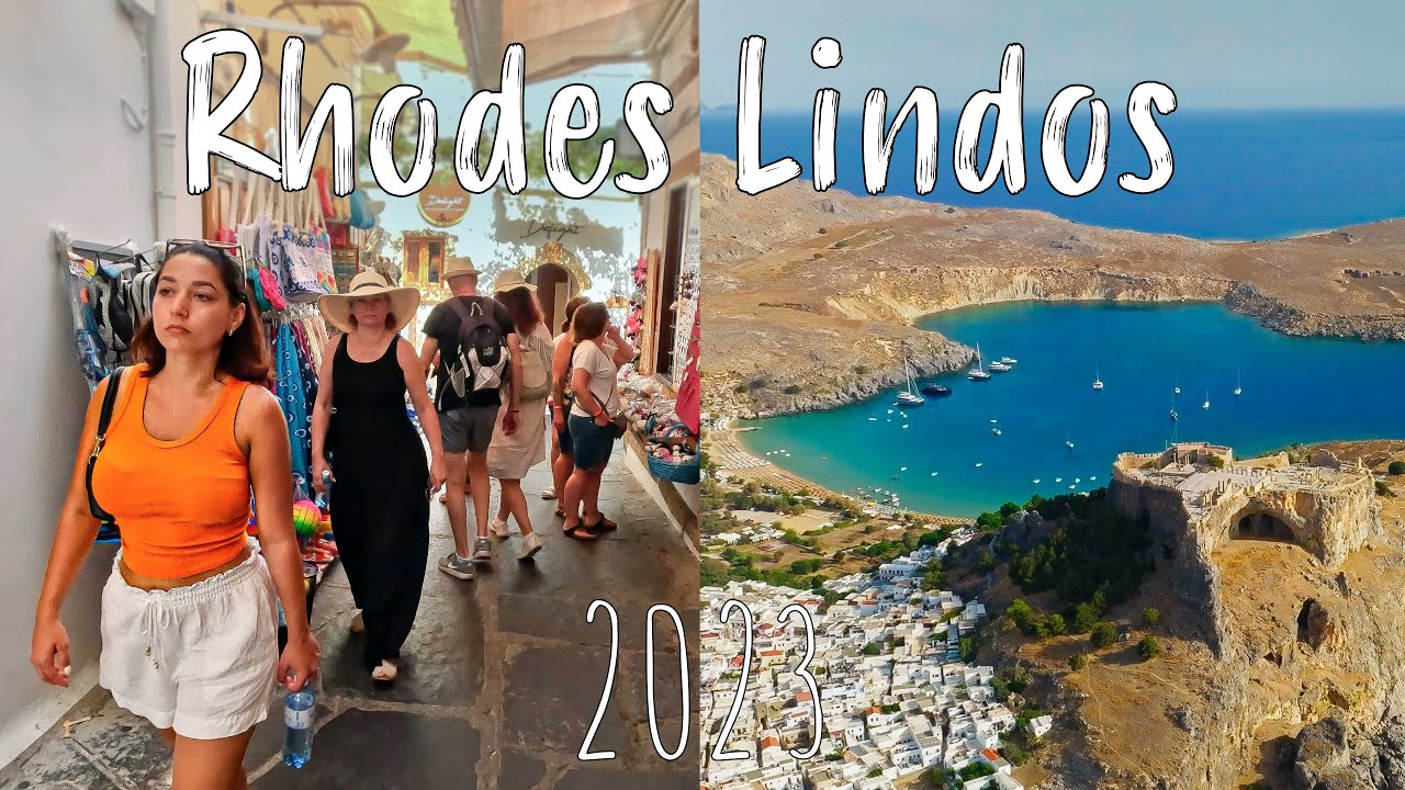 Rhodes Greece | Lindos Acropolis walking tour 4k, drone shots | Rodos Greece 2023