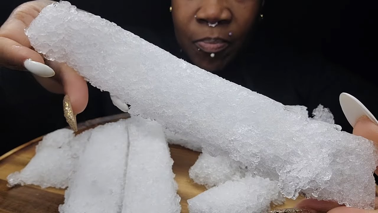 REFROZEN LARGE THIN CRISPY ICE STICKS | #iceeating #asmr #asmrice