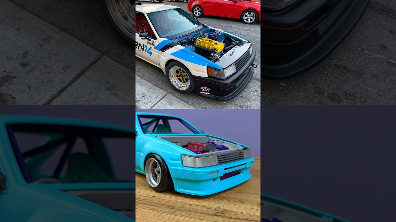 Comparison 1:1 vs 1:10 Toyota AE86 drift car #rccar #rcdriftcar #3dprinted