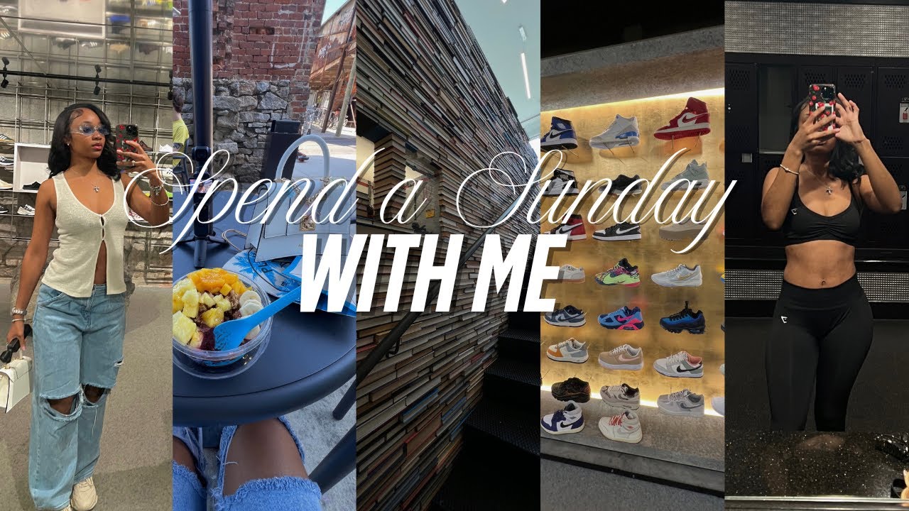spend a sunday with me 🌸 | hair day, antique shop, acai, thrifting, gym & cooking