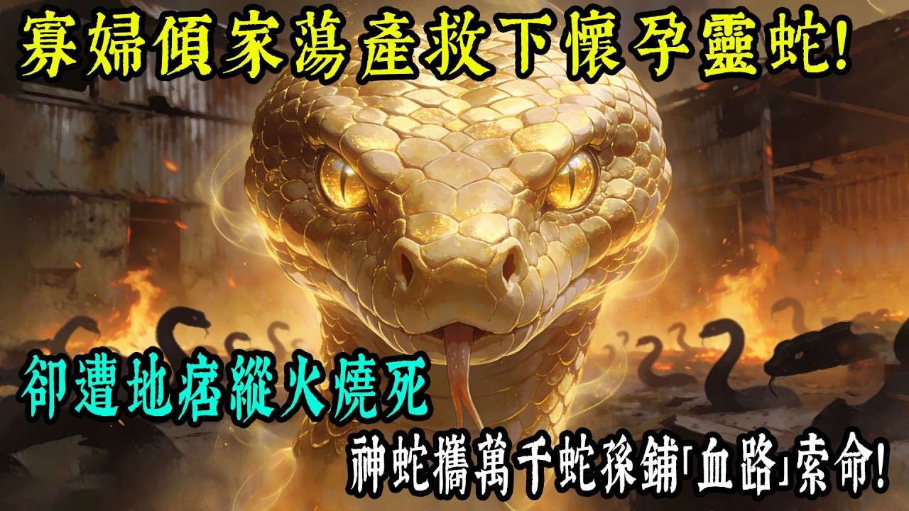 寡婦傾家蕩產救下懷孕金蛇，惡霸卻放火燒屋！火海絕境中，數千毒蛇狂湧街頭瘋狂復仇，現世報太爽了！【老王故事會】