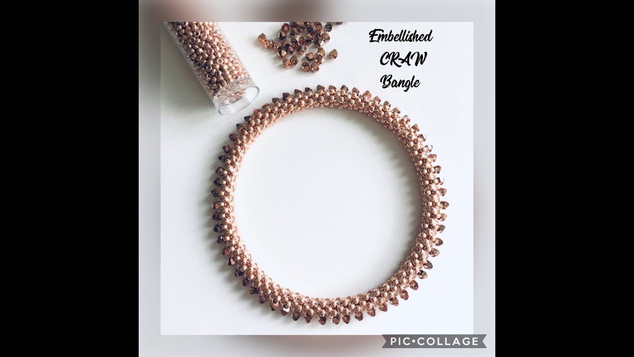 Embellished CRAW Bangle : Bracelet - Cubic right Angle Weave embellished with crystal bicones.
