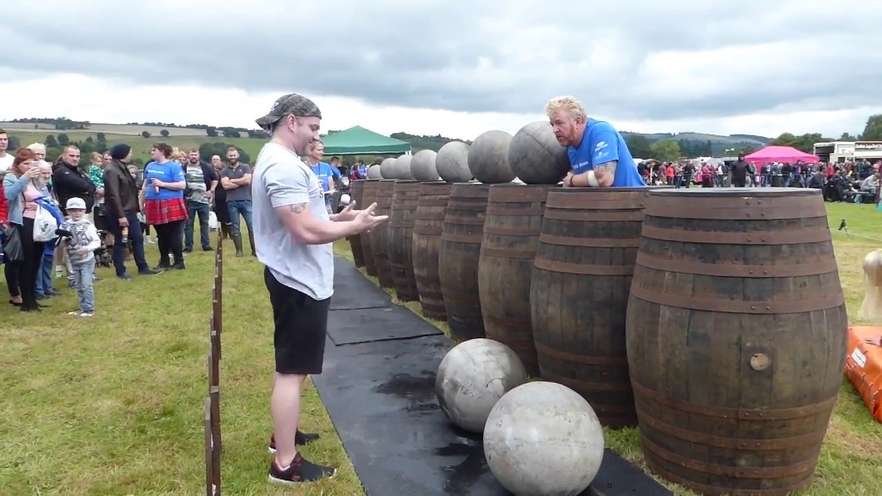 Scots Lifting The Ardblair Stones 2018 Highland Games Blairgowrie Perthshire Scotland