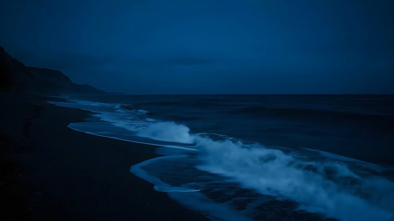 🔴 Deep Sleep Ocean Ambience | Dark Screen Soundscape with Slow Rolling Waves