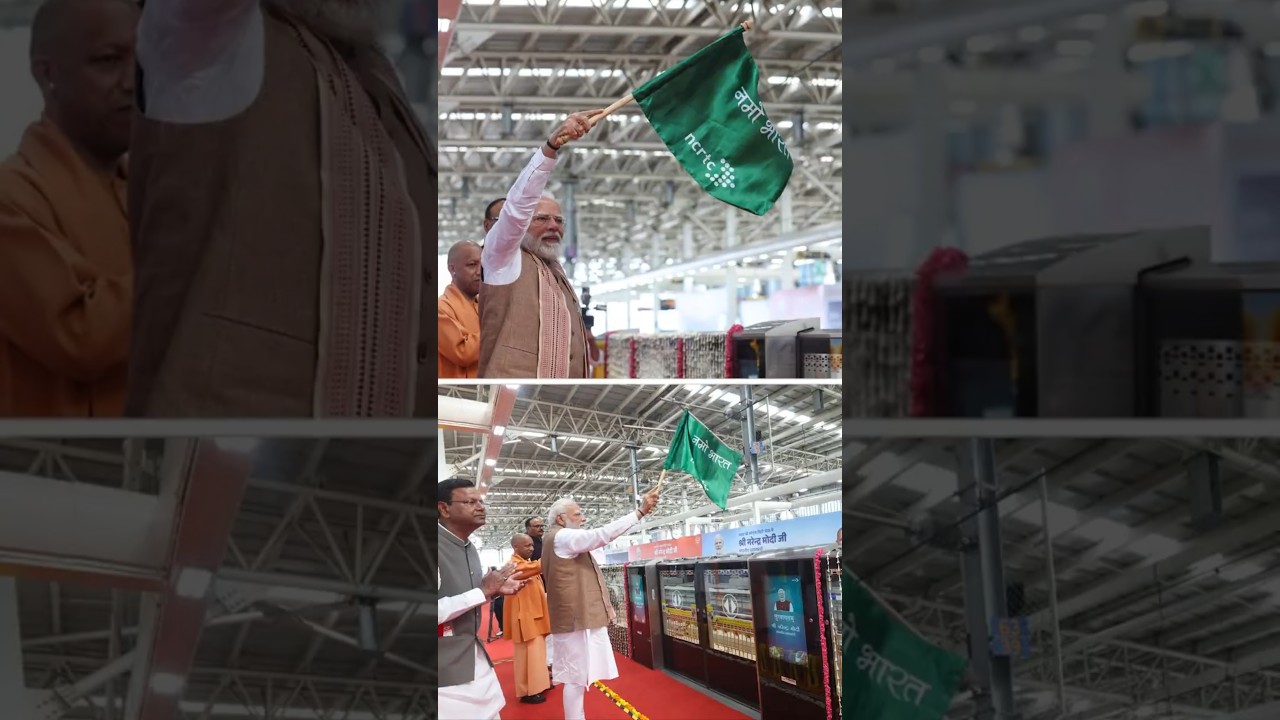 PM Modi flags off Meerut Metro & #namobharattrain from Shatabdi Nagar Station | #shorts