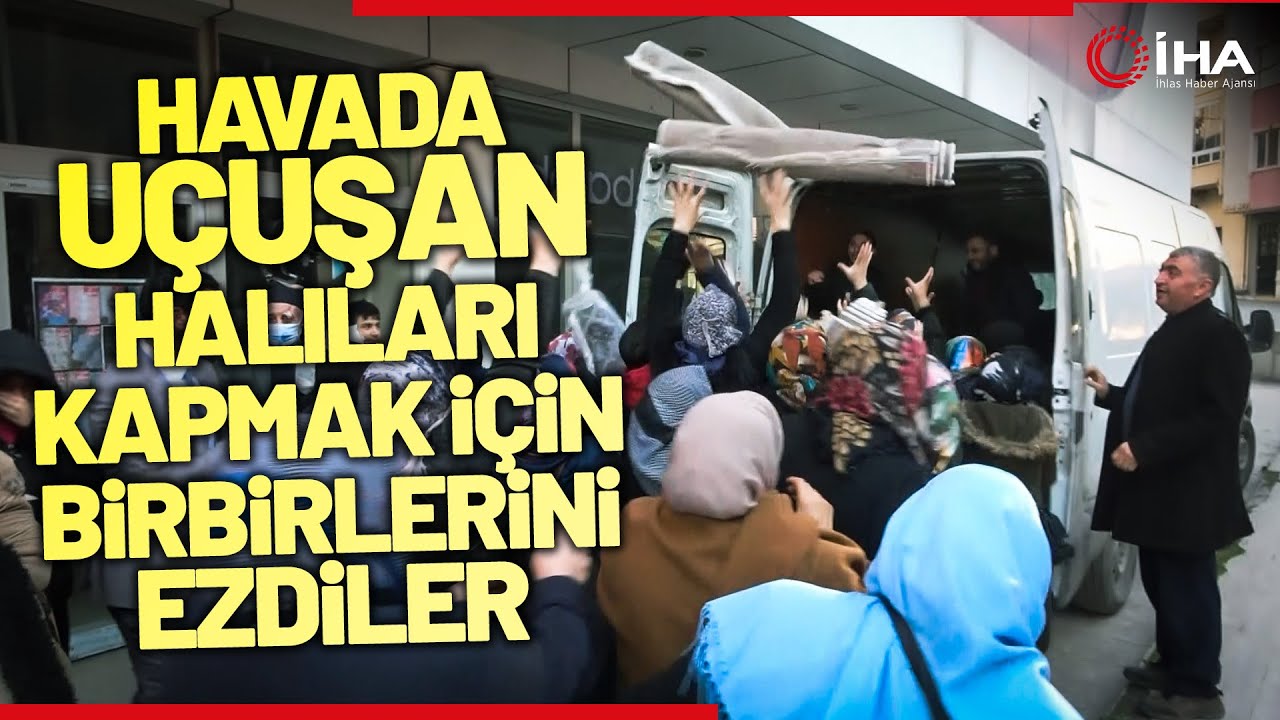 Yine İndirim İzdihamı! Bedava Halı Duyunca Ortalık Karıştı...