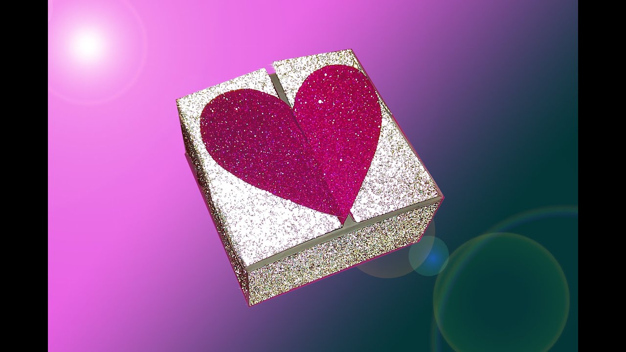 DIY Heart box with two locks.NO templates! Valentine gift wrapping ideas. Caja corazón!