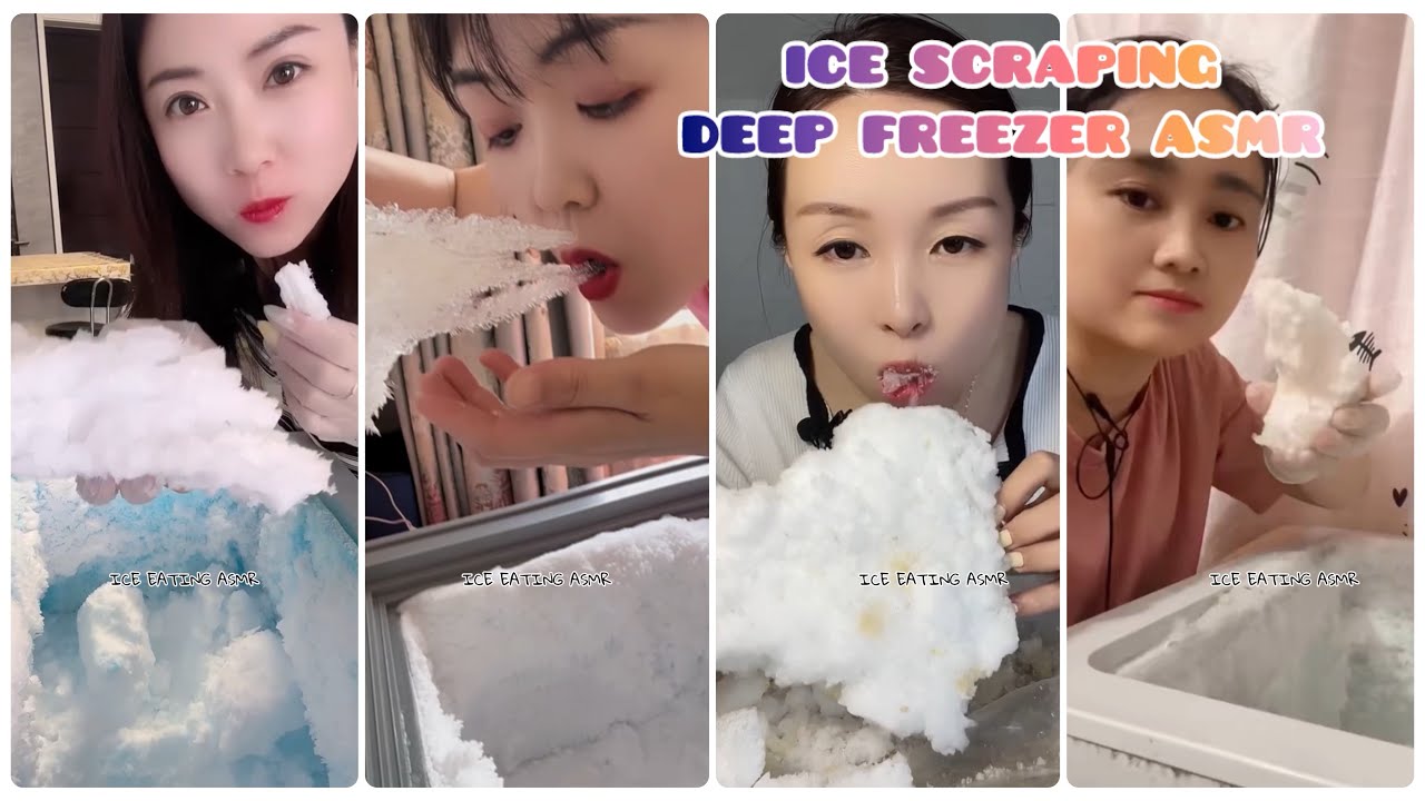 Ice scraping deep freezer asmr & Ice eating asmr & ice freezer frost eating & fridge ice mukbang 182