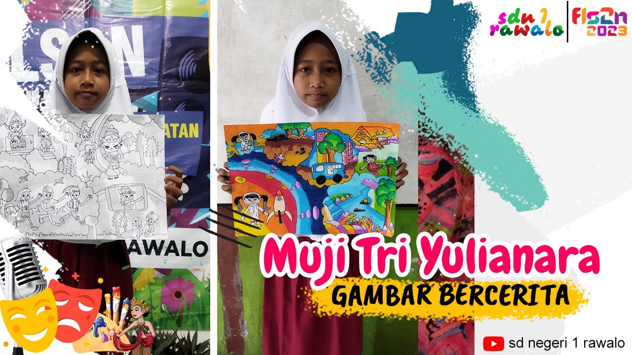 JUARA 3 FLS2N 2023 - GAMBAR BERCERITA | HITAM PUTIH & BERWARNA | MUJI TRI Y | SD NEGERI 1 RAWALO