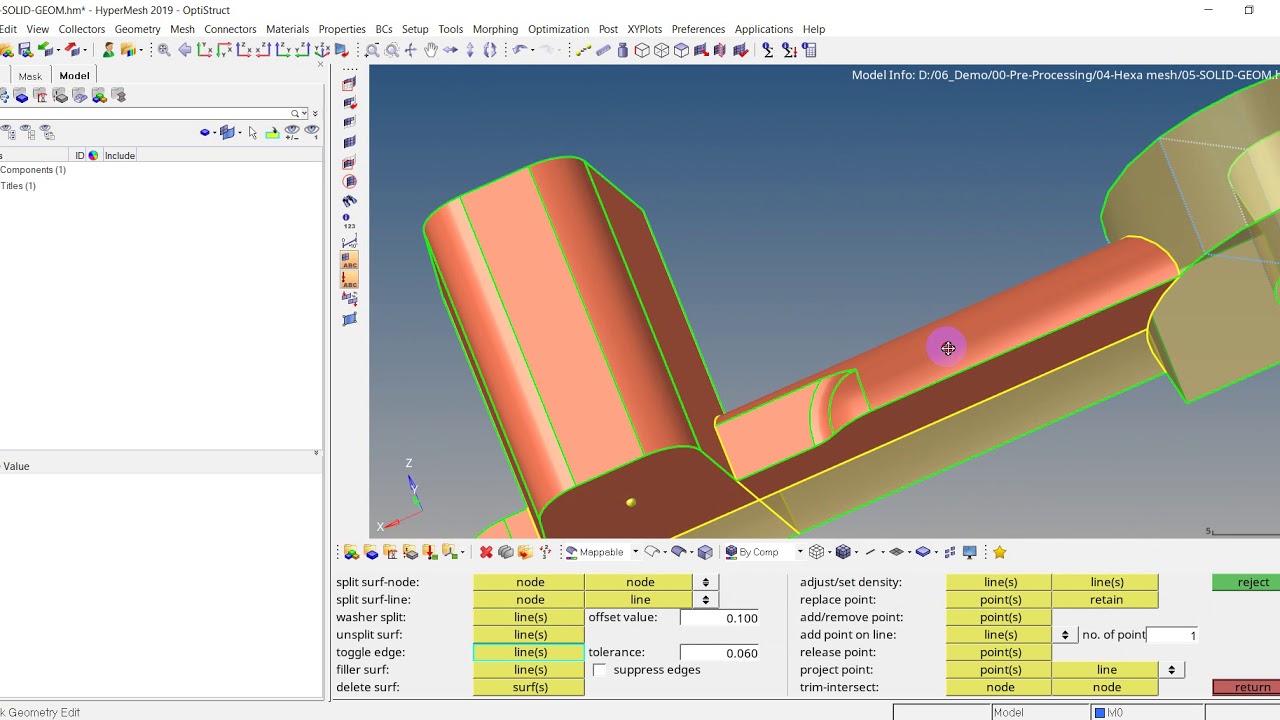 Hypermesh - HEXA mesh by Mappable split methods