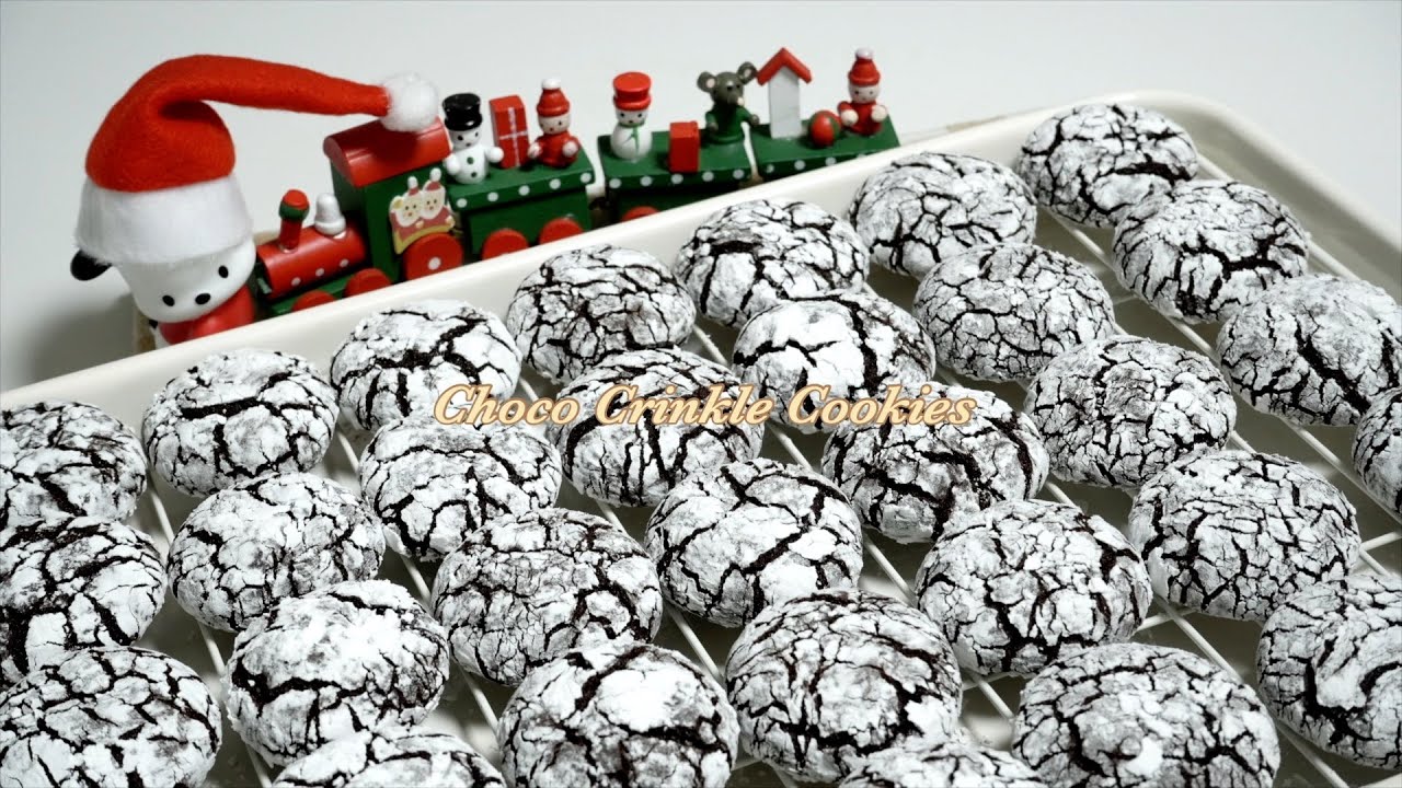 어두운 밤 소복이 내린 눈 같은, 초코 크링클 쿠키👩🏻‍🍳 │ 홈베이킹 │ Choco Crinkle Cookies │ 크리스마스 쿠키 │ 선물용 베이킹 │ 위즈웰인헨스오븐