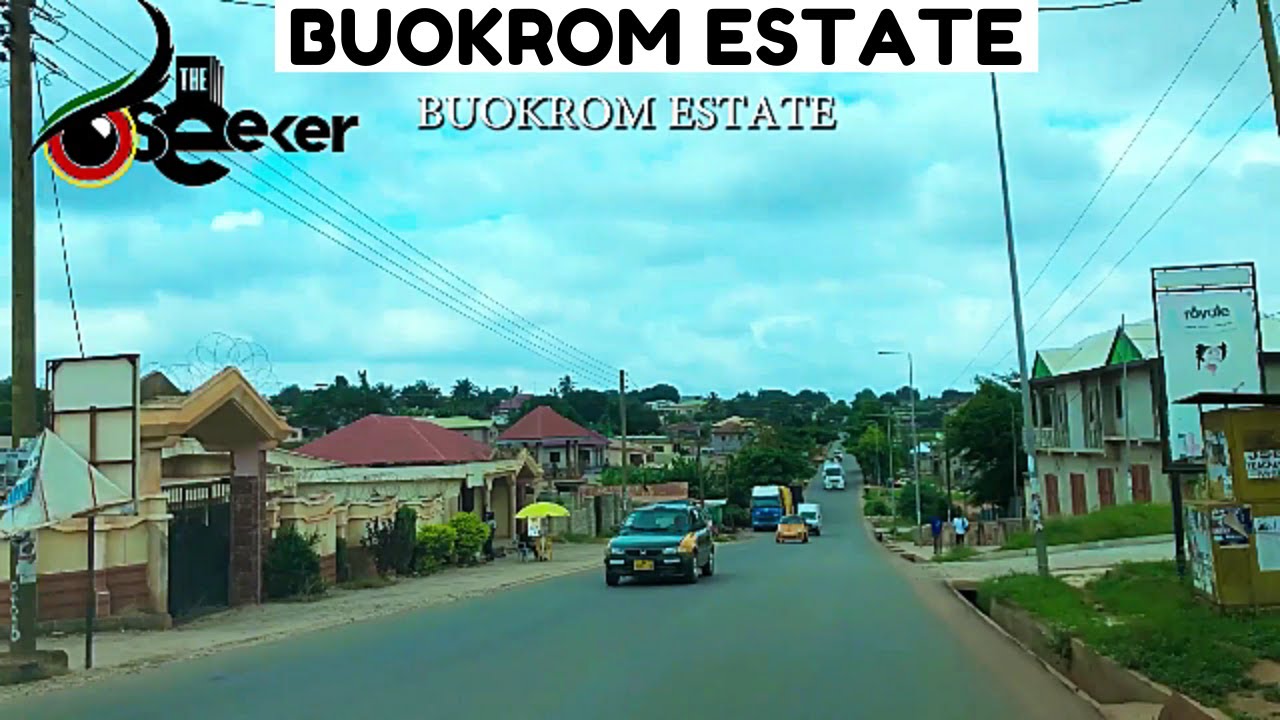 Buokrom Estate Drive and Aerial View in Kumasi, Ghana.