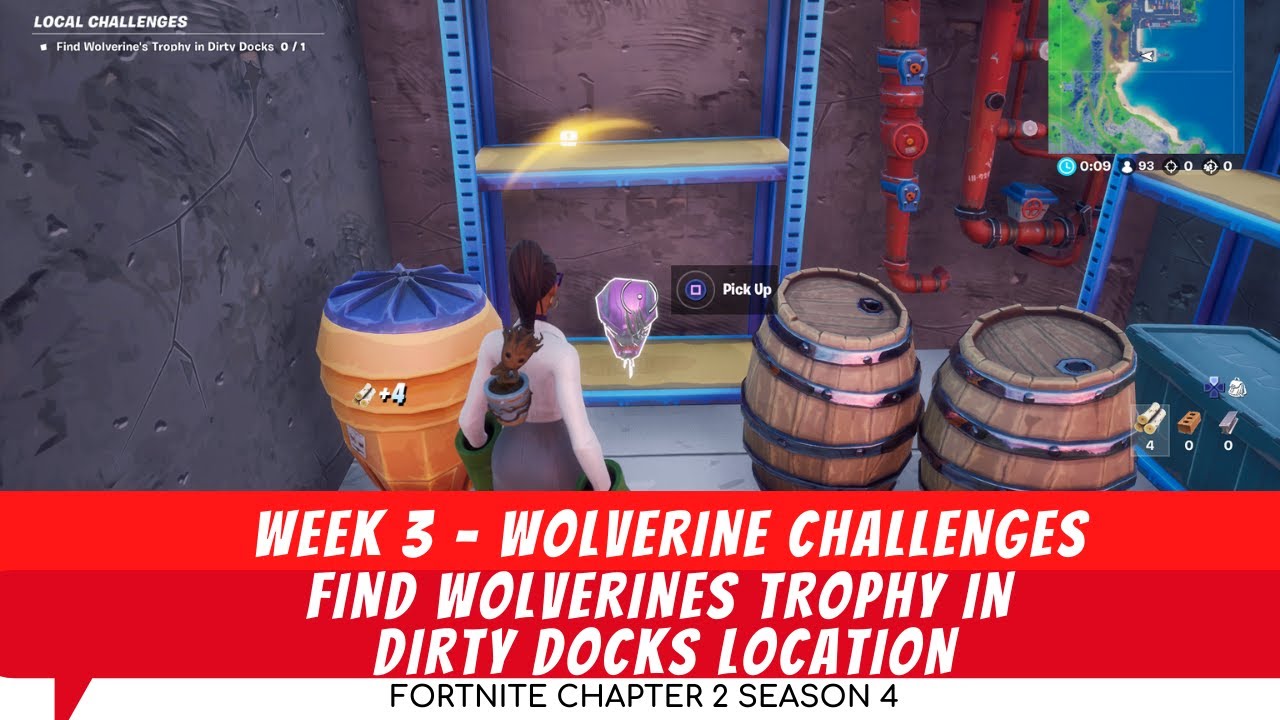 Find Wolverine Trophy In Dirty Docks Location - Week 3 Wolverine Challenges - Fortnite Battle Royale