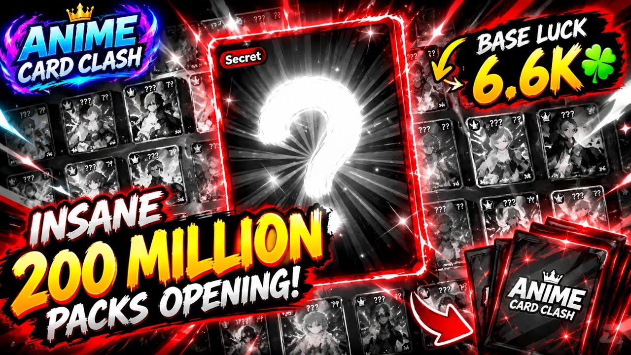 200 MILLION PACKS WITH ONLY 6.6K LUCK?! 😱🔥 WHAT DID I PULL?! | Anime Cards Clash