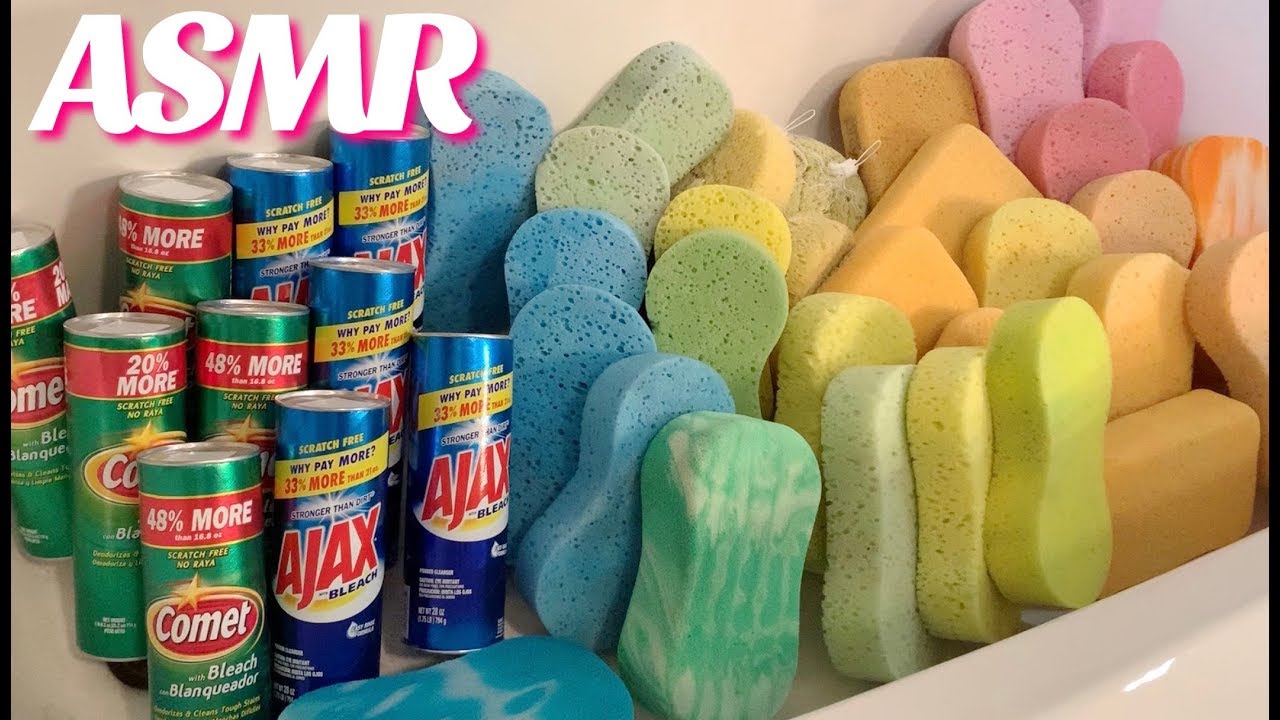 💓🛁 ASMR 10 Cans of Ajax / Comet Mix! Satisfying Sponge Squeezing 🛁💓