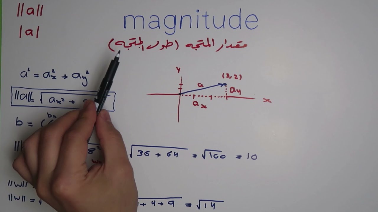 حساب مقدار طول المتجه - vector magnitude