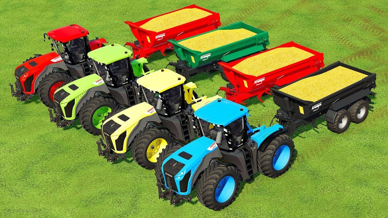 TRANSPORT, HARVEST & LOAD COR WITH CLAAS XERIO COLORED TRACTORS - Farming Simulator 22