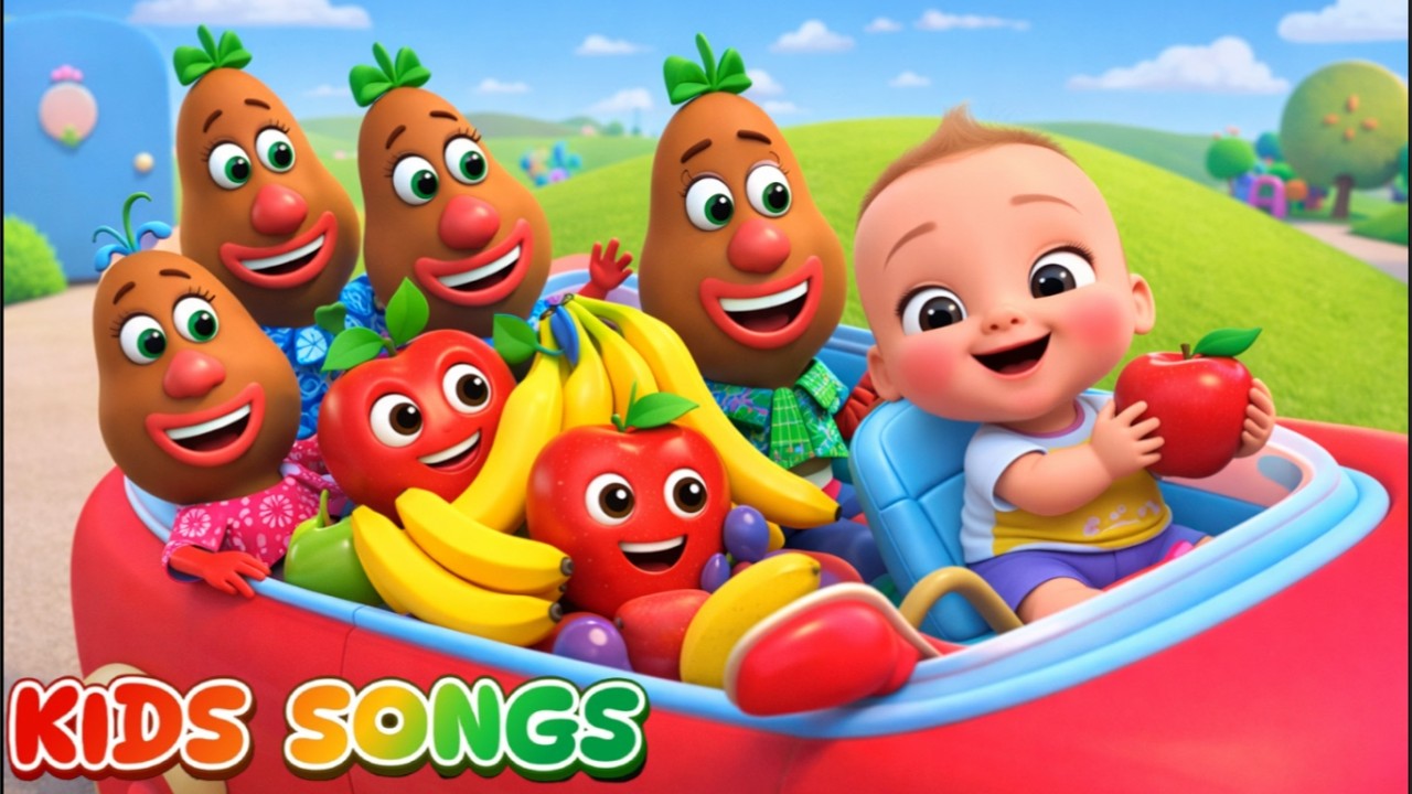 🚗🍎Baby in the Red Car  🍎Learn Fruits 🍌 |  Fun Potato Song for Kids- Fun and Learning