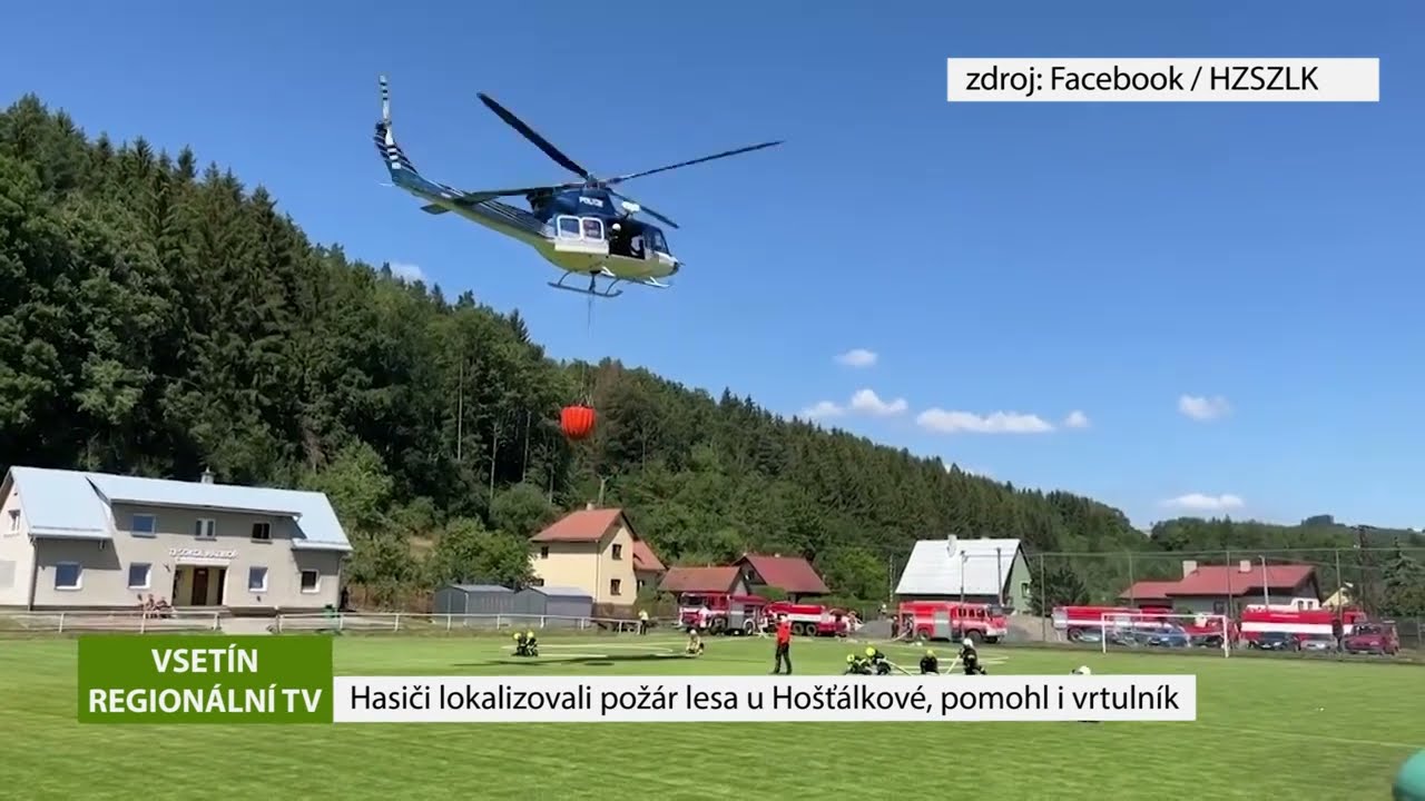 VSETÍN: Hasiči lokalizovali požár lesa u Hošťálkové, pomohl i vrtulník
