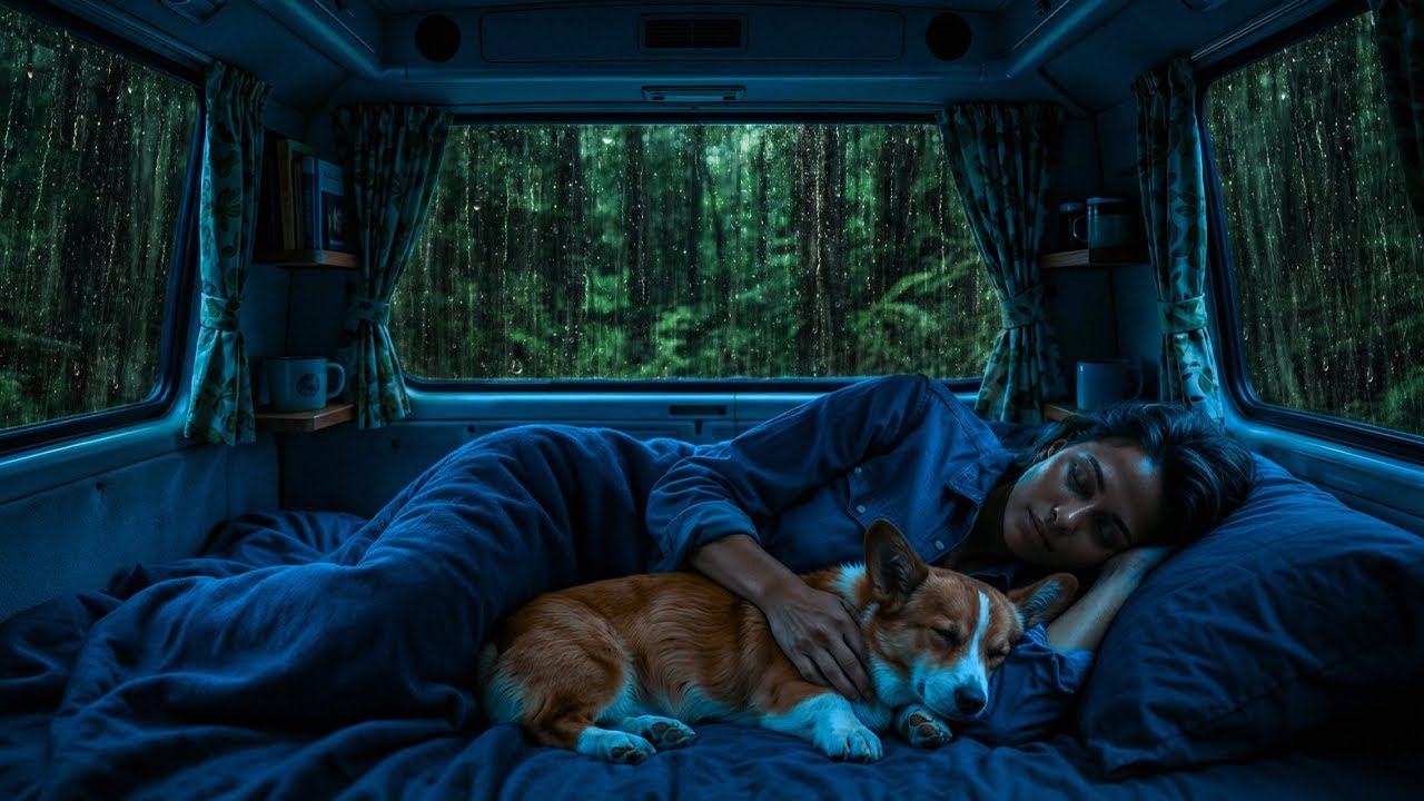 Уютная атмосфера дождя 🚐 в фургоне Мягкий гром и дождь на Windows ASMR 🌧️