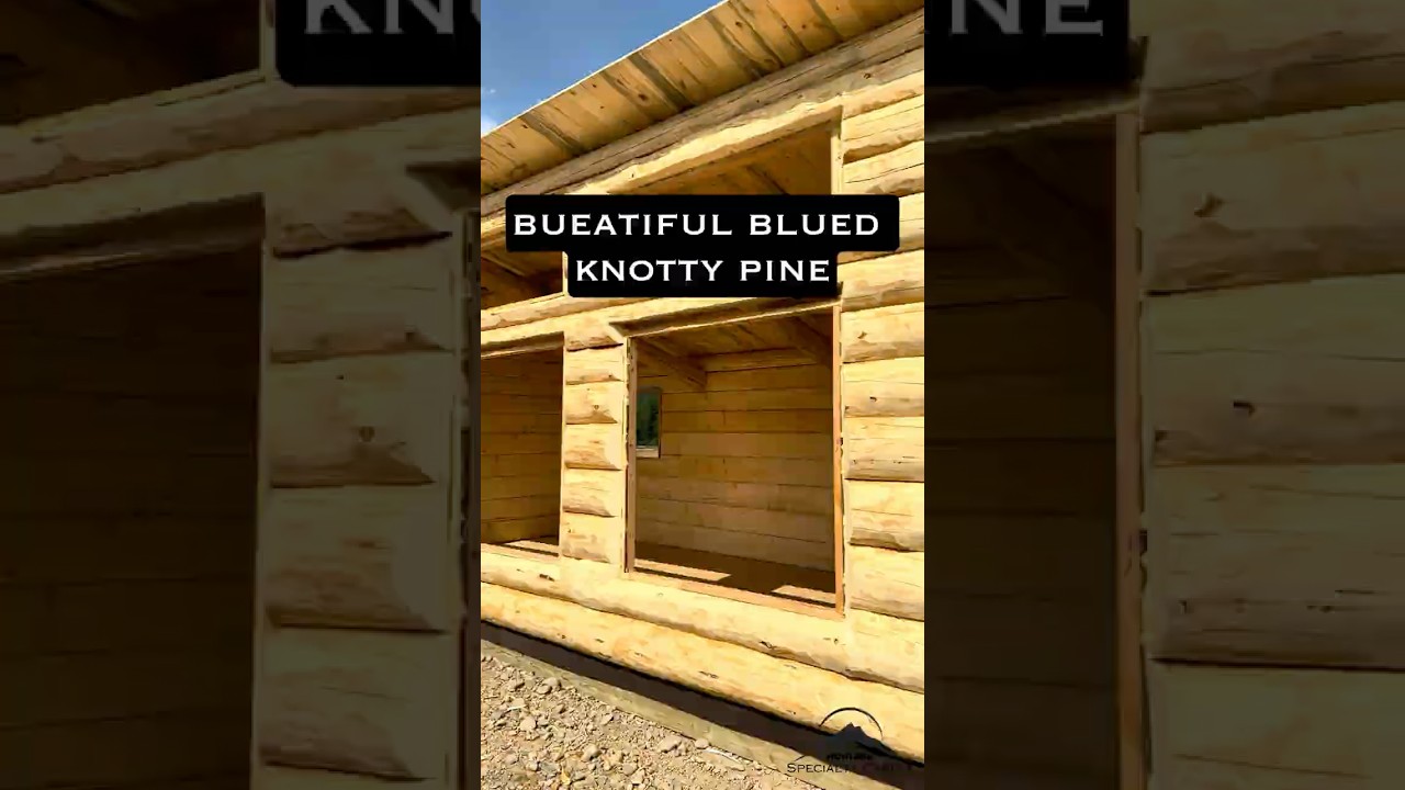 Blued Knotty Pine Ceiling &ndash; A Stunning Feature in This Log Cabin