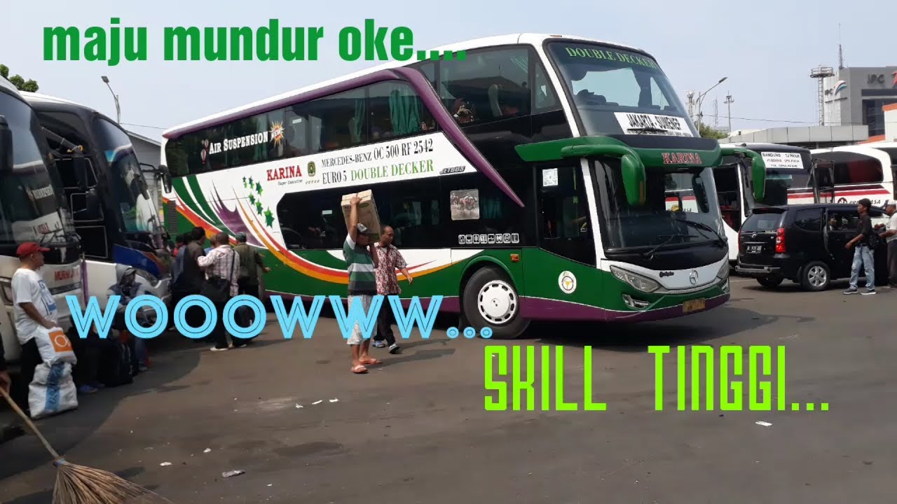 Skill Tinggi... susahnya parkir Bis Double decker dengan chasis tronton | maju mundur oke