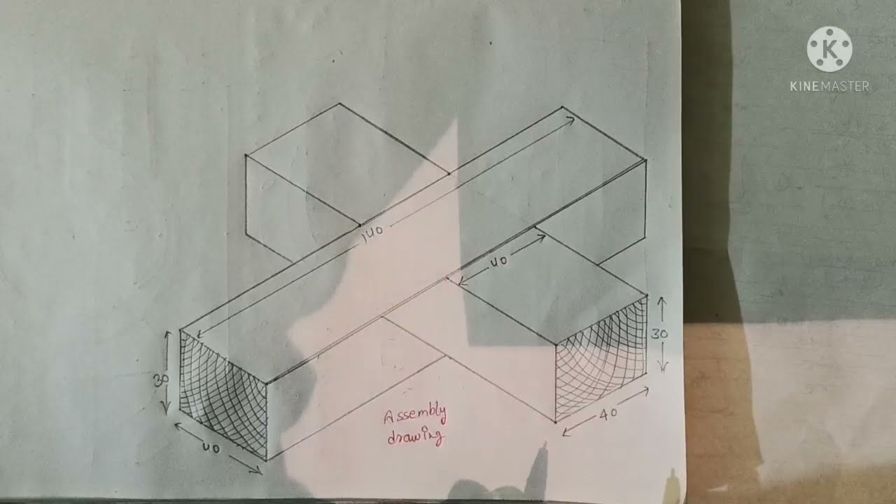 Cross halving joint assembly drawing || engineering drawing cross halving joint ||  drawing 2nd