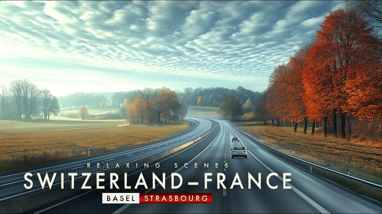 Basel to Strasbourg 4K 🇨🇭🇫🇷 Beautiful Winter Road Trip | Scenic Drive From Switzerland to France