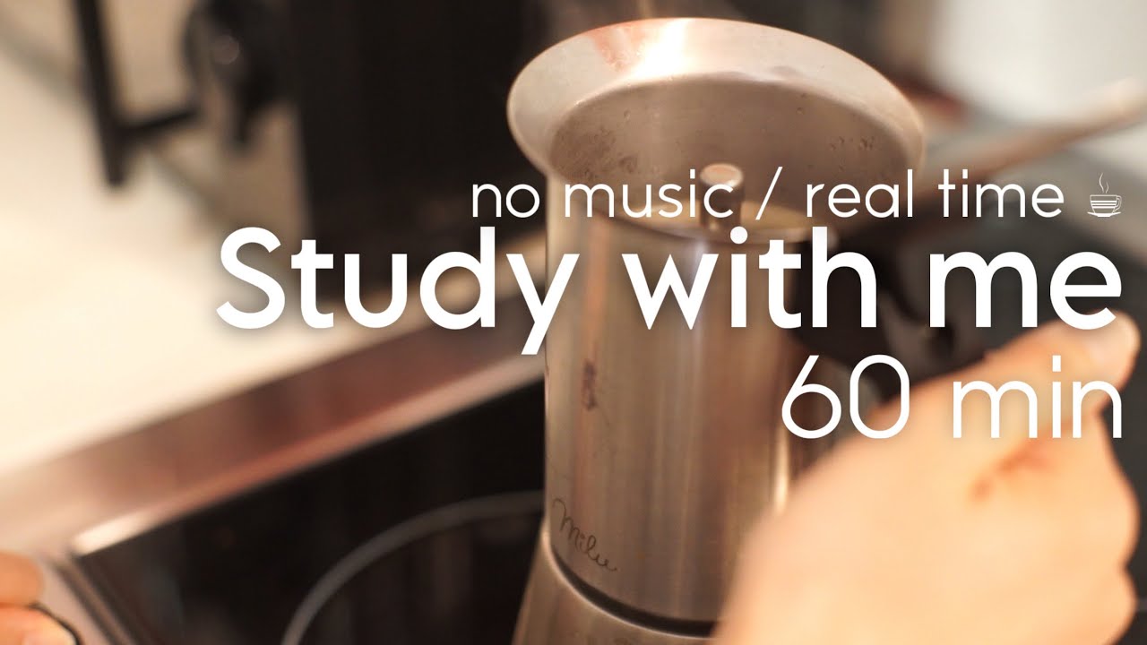 Study with me 1h☕️ 一緒に勉強しませんか, 作業音, no bgm, ASMR, with countdown ⏲
