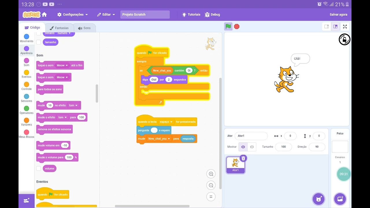Aula 6 ensinando a criar uma base pra chatbot 