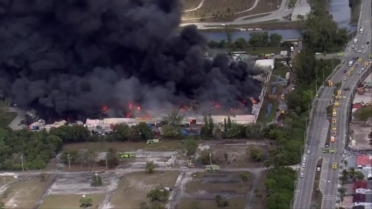 LIVE: Massive warehouse fire in northwest Miami-Dade