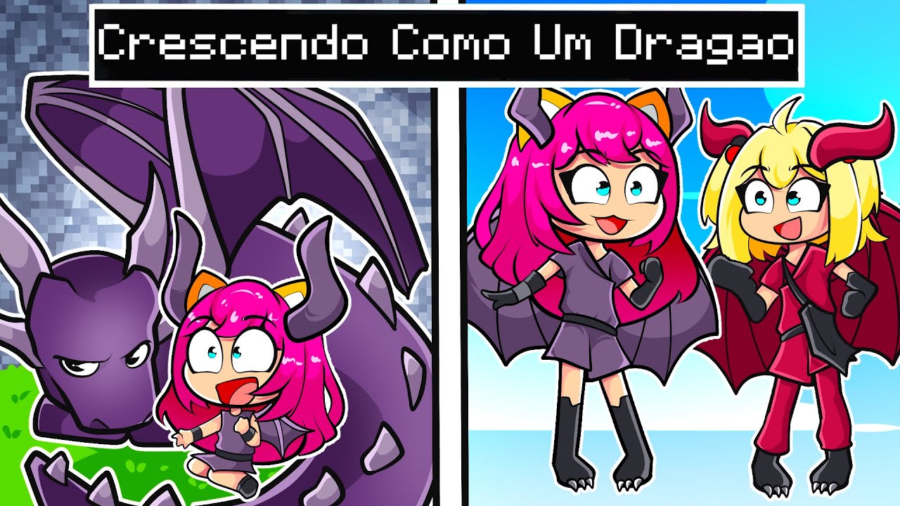Crescendo como um Drag&atilde;o no Minecraft | Miauzinha