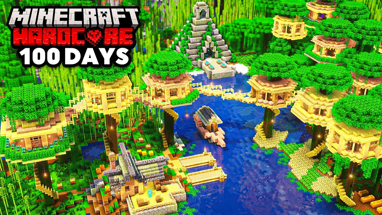I Survived 100 Days Building a TREEHOUSE VILLAGE in Minecraft Hardcore