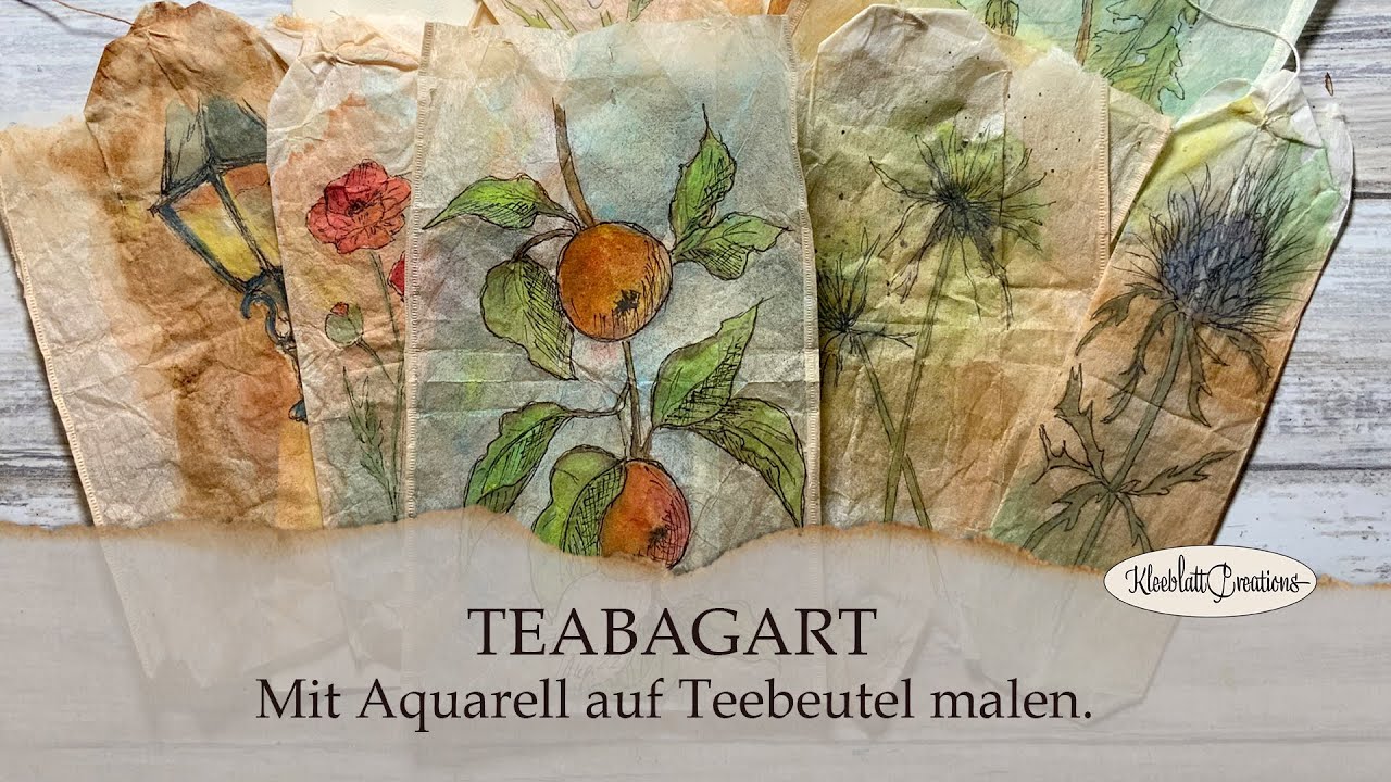 Aquarellbilder auf Teebeutel malen / Teabagpainting / Teabagart - Teil 1