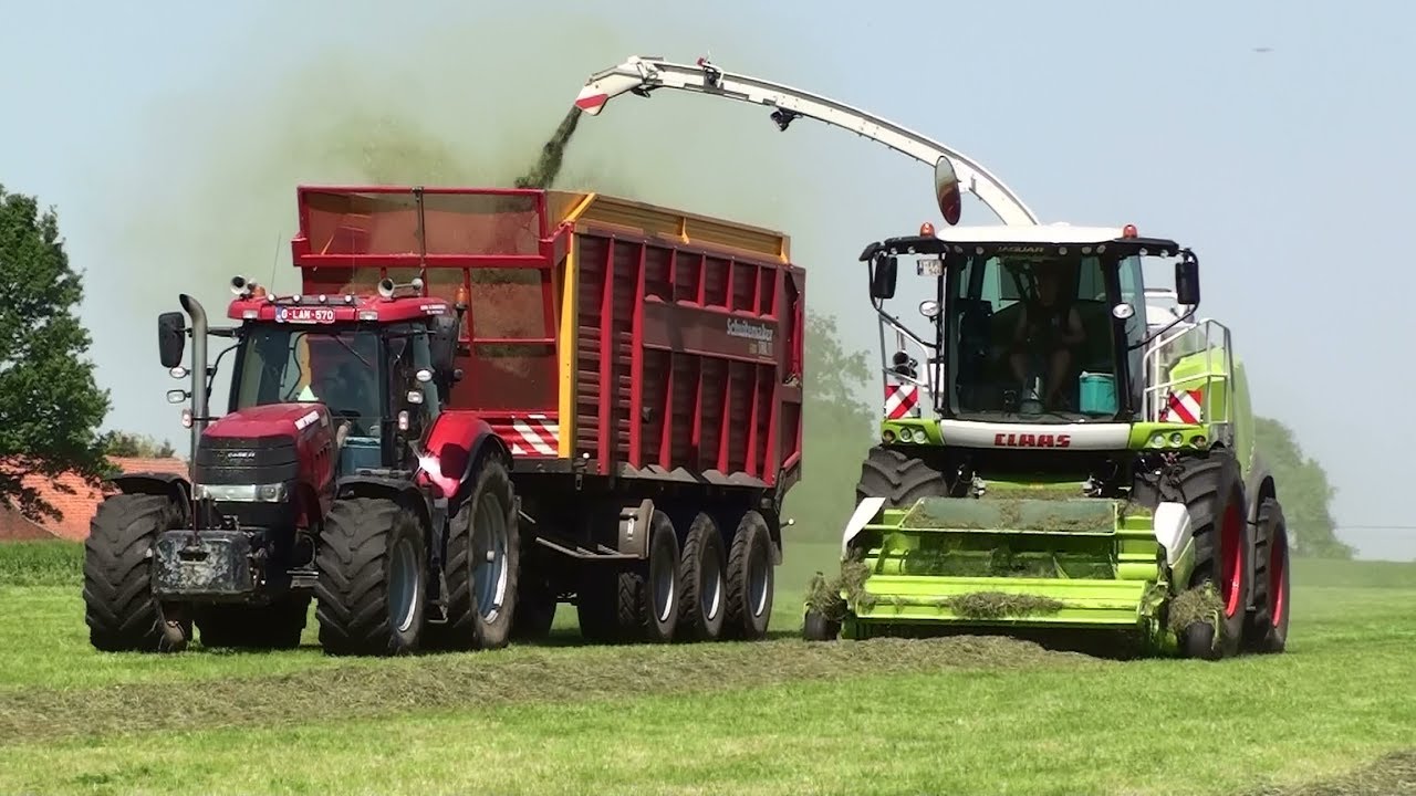Gras Hakselen 2018 : Loonbedrijf Sprangers / Claas Jaguar 960 / Case CX 200 / Schuitemaker