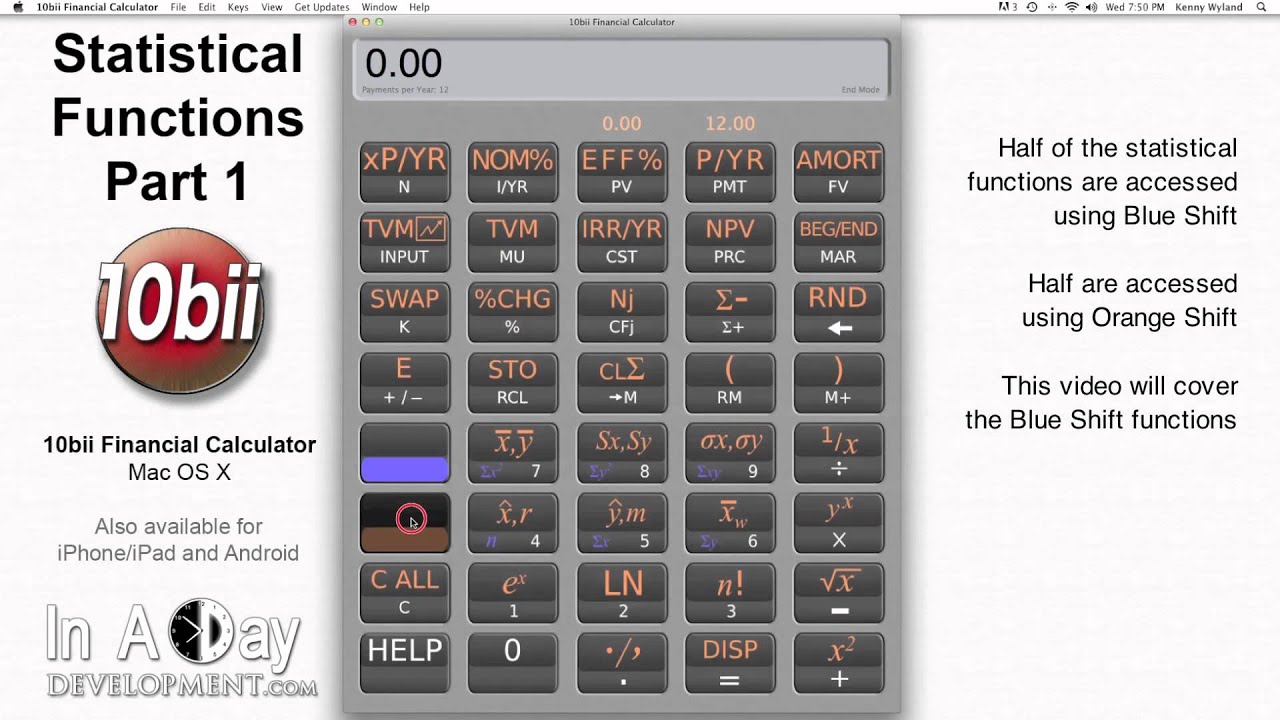 Financial Calculator - Statistical Functions Part 1 - 10bii Mac OS X