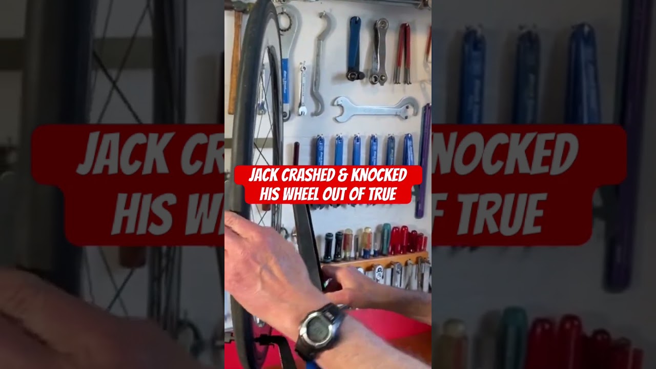 Truing A Crashed Carbon Aero Bike Wheel #shorts #bikerepair