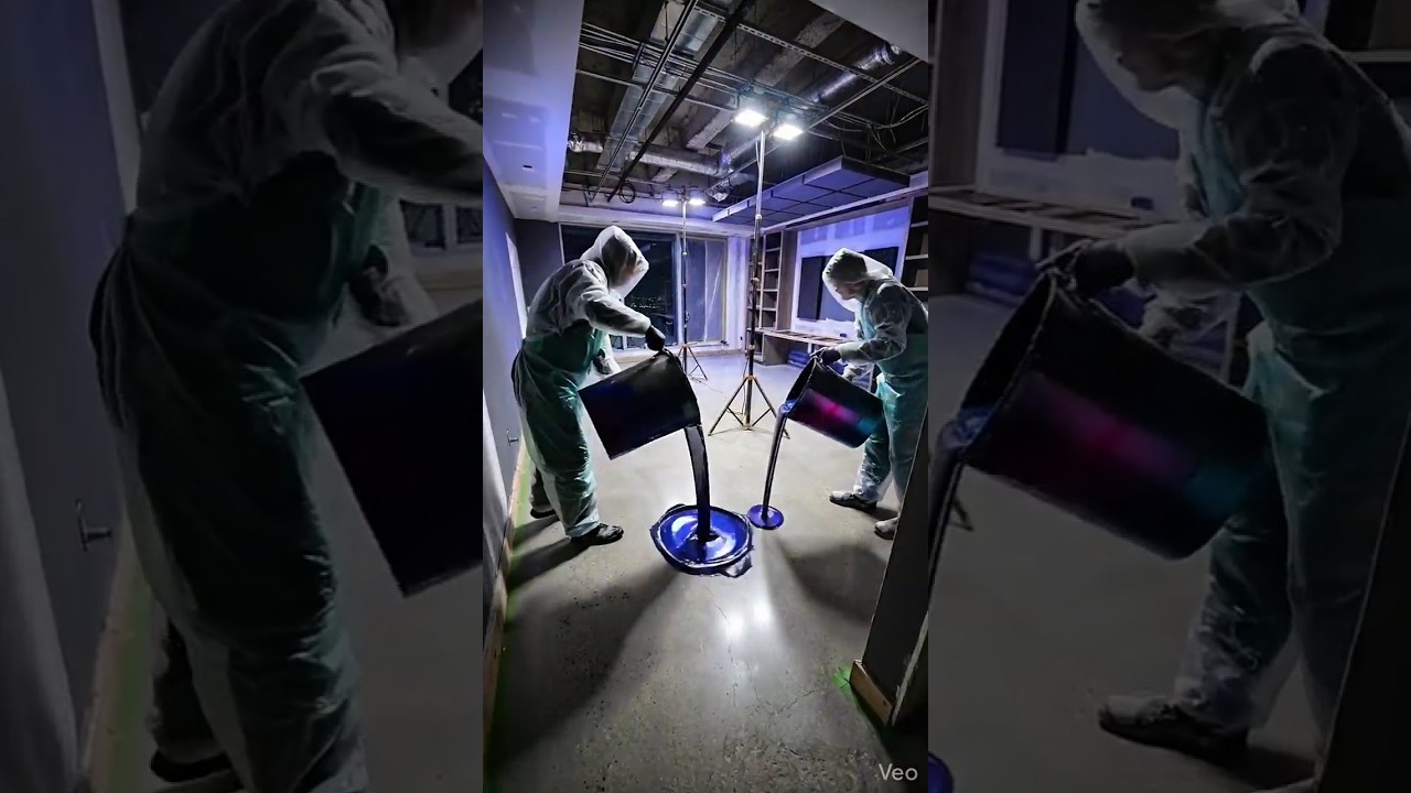 Galaxy Epoxy Floor Transformation 🌌 | Ultimate Gaming Room Makeover! #shorts #shortsfeed