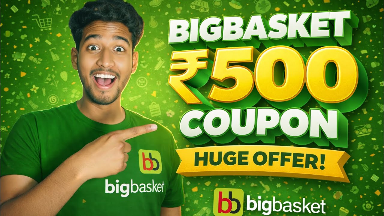 🛒 BigBasket Coupon Code Today 2026 🔥 | Flat 70% OFF + ₹500 Cashback Deals 💸 (Grocery Offers)