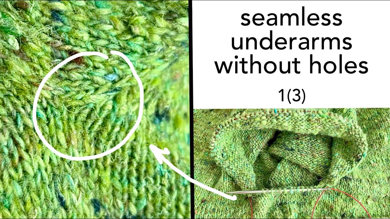 SEAMLESS UNDERARMS WITHOUT HOLES. Top Down sweater knitting. (Part 1 of 3).