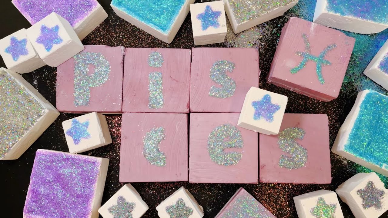 Pisces♓️Glitter Bombs&Dyed&Soft | Gym Chalk ASMR | Crush | Crispy | Oddly Satisfying | Sleep Aid