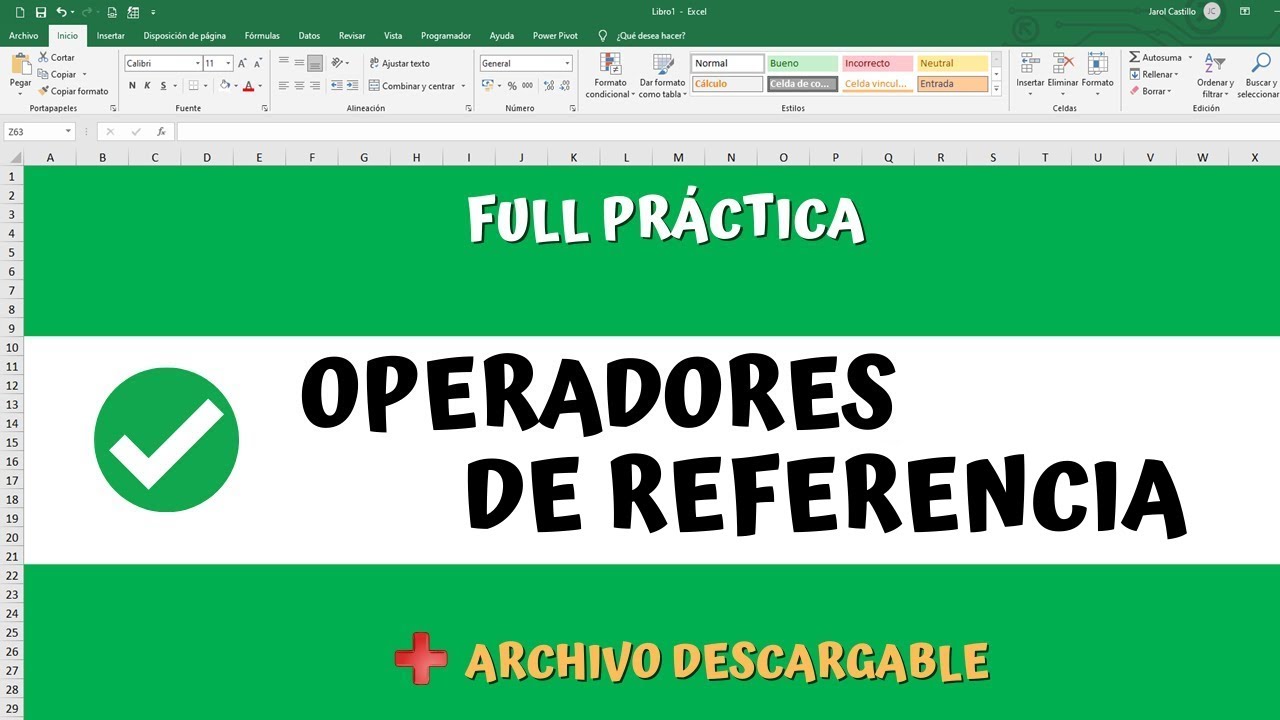 OPERADORES DE REFERENCIA, manejo de fórmulas en Excel - Full práctica