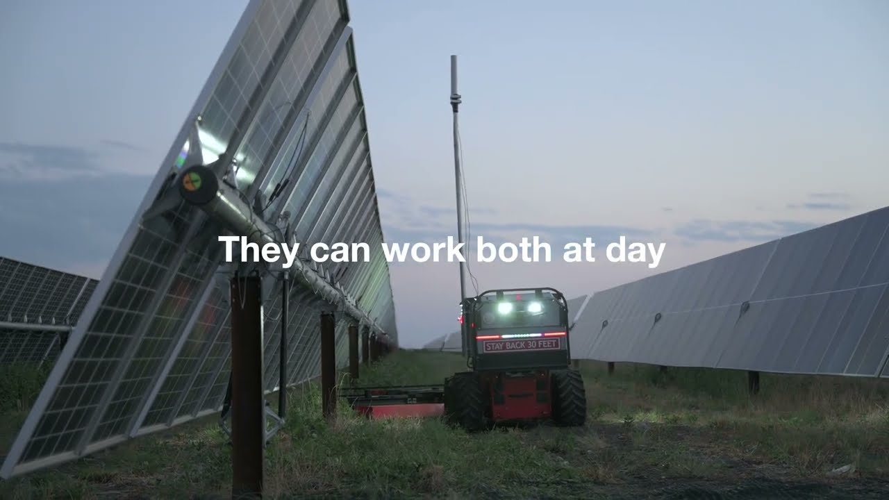 Swap Robotics: robots for solar vegetation cutting. 100% electric. Utility scale solar robotic grass
