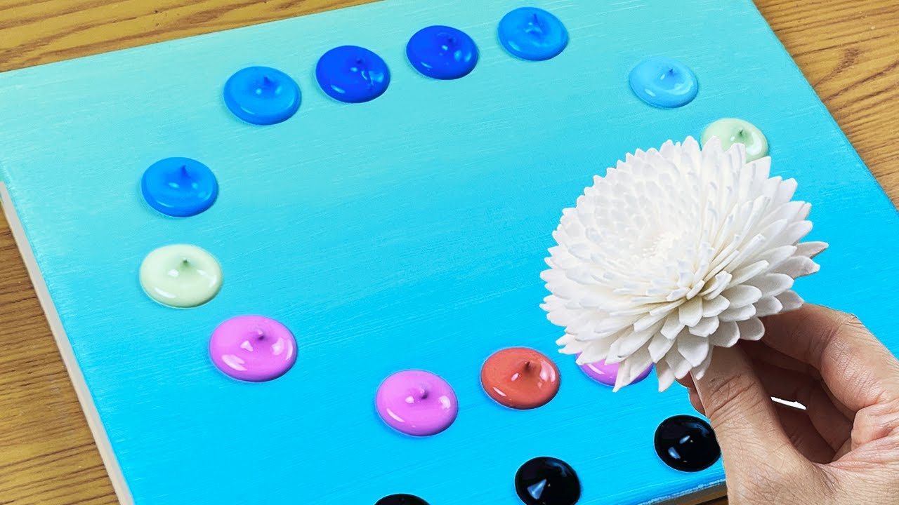 Most Interesting Painting Using a Paper Flower | Acrylic Tutorial
