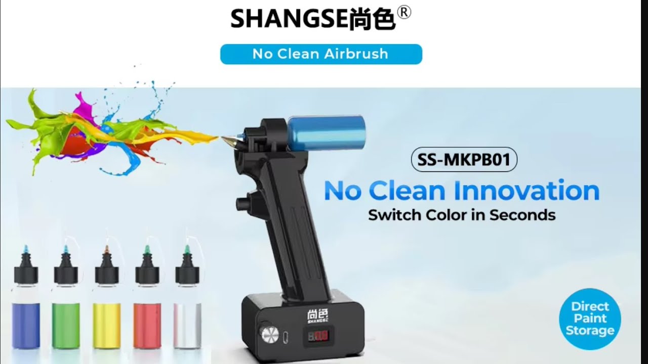 SHANGSE No Clean Airbrush 30psi rechargeable cordless disposable nozzle quick spray paint portable