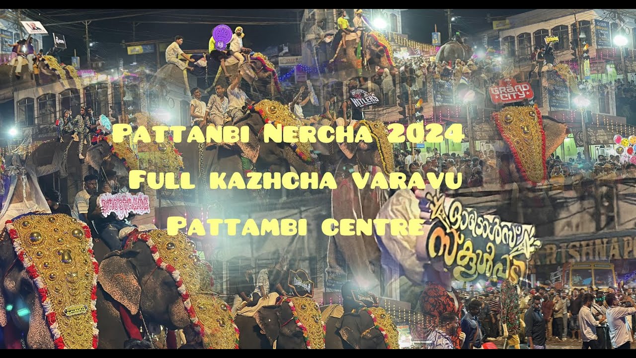 പട്ടാമ്പി സെന്ററിൽ ഗജഘോഷയാത്ര Nerchakazchakal, Pattambi Nercha 2024 at Pattambi Centre.