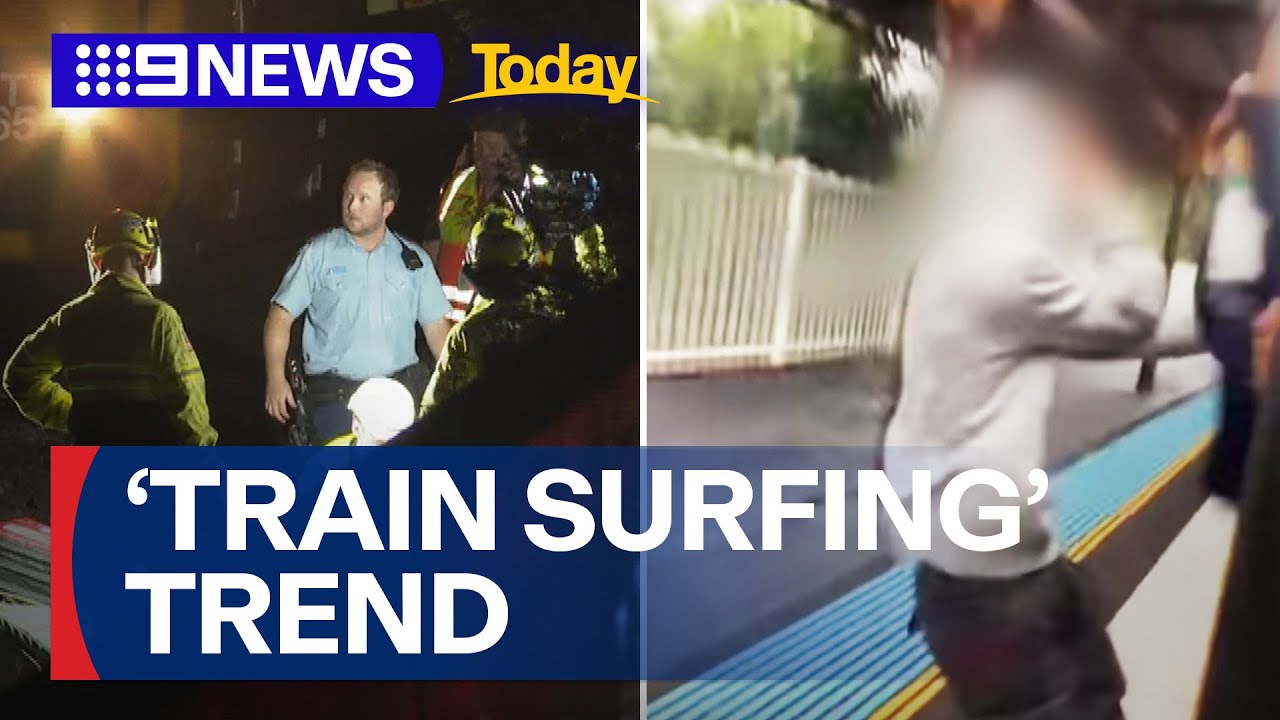 Teen fighting for life after dangerous social media trend of 'Train surfing' | 9 News Australia